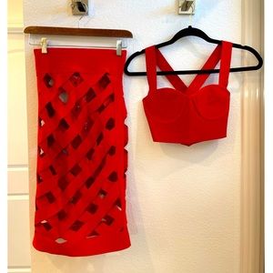 Hot Miami Styles. Red bandage two piece. Medium